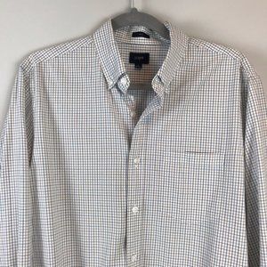 J Crew Factory Men's Slim Fit Windowpane Button-Up Shirt Long Sleeve Size Medium